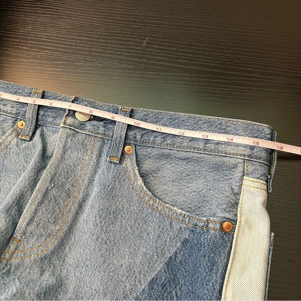 ✨ Levi’s Patchwork 501 Altered‎ Denim Shorts Button Fly 27 - Picture 10 of 12